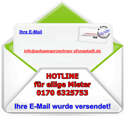 Grafik mit geöffneten Briefumschlag, mit der Aufschrift Ihre Anfrage wurde gesendet