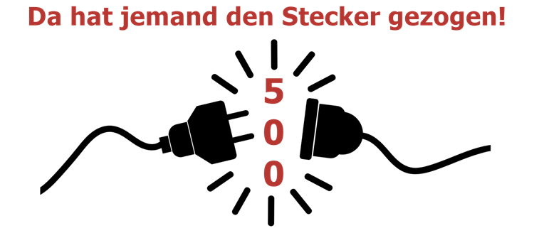 Grafik mit 2 nicht verbundenen Verlängerungskabeln mit der Zahl 500 zwischen den Steckern